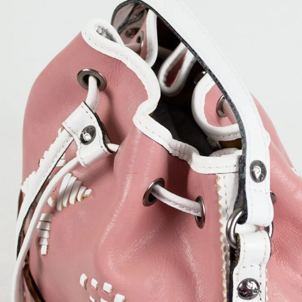 Patricia Nash Pink and White Brindisi Drawstring Bag